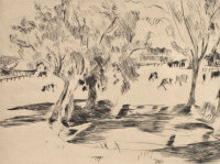 Lovis Corinth | Landschaft mit Kühen | Radierung mit...
