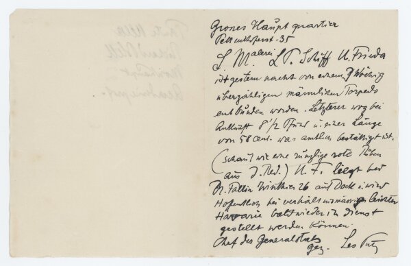 Leo Putz - Entwurf Anzeige zur Geburt Helmut - Mai 1915