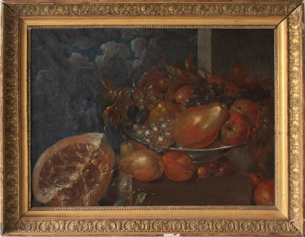 Neapolitanisch - Stillleben mit Früchten und Kürbis - 17. Jahrhundert - Ölgemälde