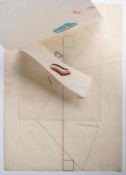 Karlheinz Schäfer - Buchobjekt mit Faserstift - 1974 - Collage, Faserstift und Rundkopfklammer