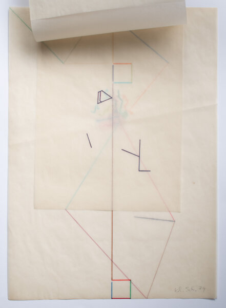 Karlheinz Schäfer - Buchobjekt mit Faserstift - 1974 - Collage, Faserstift und Rundkopfklammer