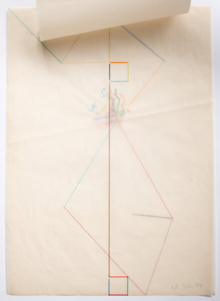 Karlheinz Schäfer - Buchobjekt mit Faserstift - 1974 - Collage, Faserstift und Rundkopfklammer