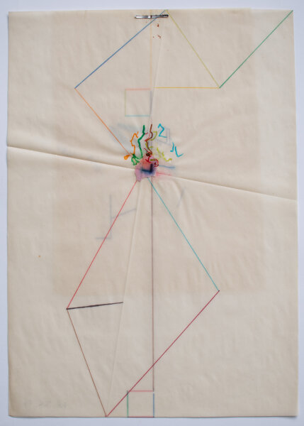 Karlheinz Schäfer - Buchobjekt mit Faserstift - 1974 - Collage, Faserstift und Rundkopfklammer