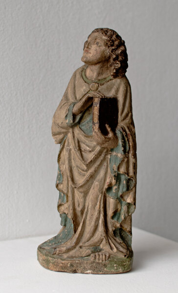 Brandenburgisch? - Evangelist - um 1420 - Sandstein, neu farbig und teils gold gefasst