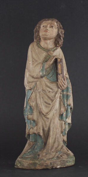Brandenburgisch? - Evangelist - um 1420 - Sandstein, neu farbig und teils gold gefasst