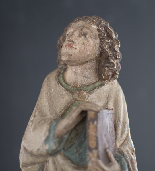Brandenburgisch? - Evangelist - um 1420 - Sandstein, neu farbig und teils gold gefasst