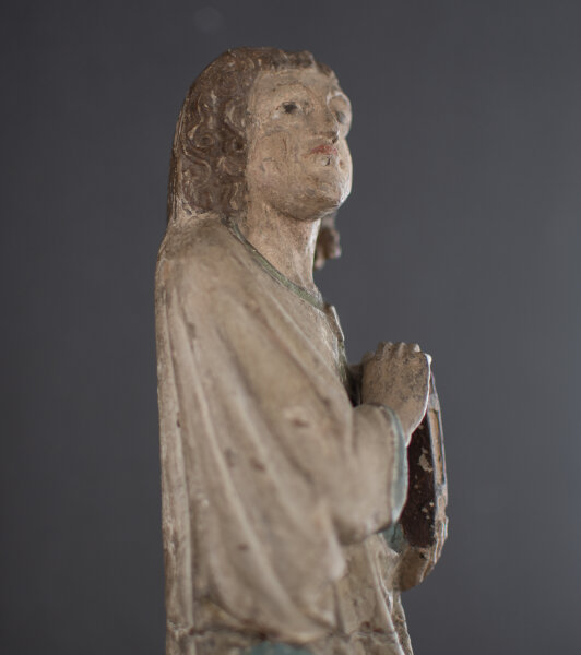 Brandenburgisch? - Evangelist - um 1420 - Sandstein, neu farbig und teils gold gefasst