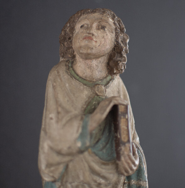 Brandenburgisch? - Evangelist - um 1420 - Sandstein, neu farbig und teils gold gefasst
