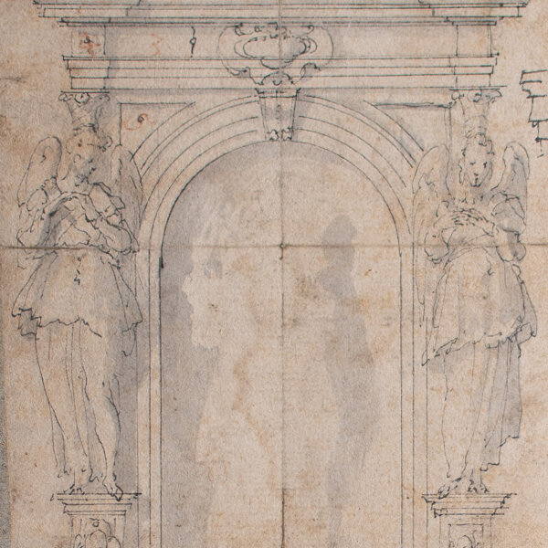 Florentinisch - Epitaphentwurf - um 1550 - Schwarze Feder, grau laviert