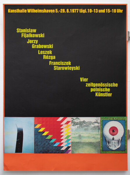 Leszek Rózga u.a. - Vier zeitgenössische polnische Künstler (Plakat) - 1977 - Farboffset