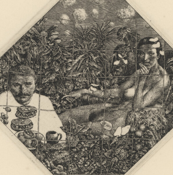 Albín Brunovský - Siting in the Garden House - 1975 - Radierung