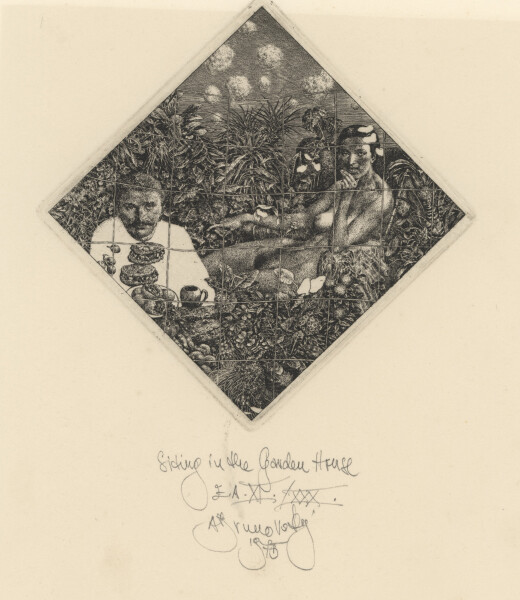 Albín Brunovský - Siting in the Garden House - 1975 - Radierung