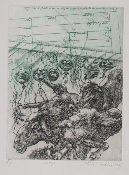 Oldrich Kulhánek - Sheep - 1978 - Farbradierung