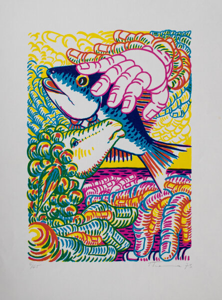 Helmut Thoma - Fisch und Schaf - 1973 - Farbserigrafie