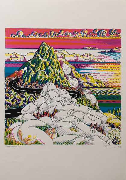 Helmut Thoma - Landschaft mit Straße - 1972 - Farbserigrafie