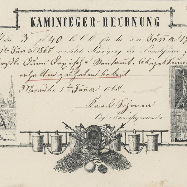an Karl Scherer- Kaminfeger Rechnung - 1. Jänner 1865