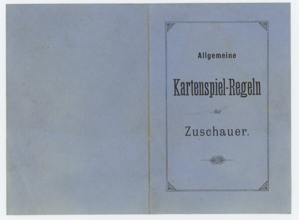 Klappkarte - Allgemeine Kartenspielregeln für Zuschauer - um 1900
