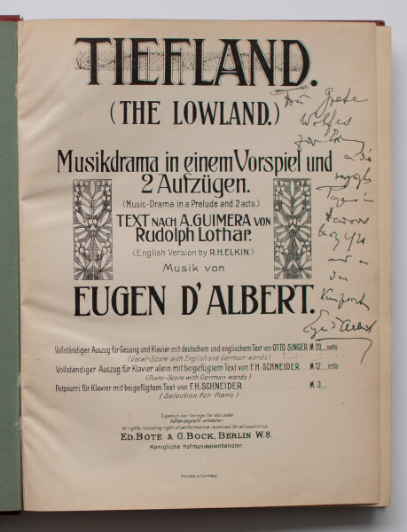 Eugen d Albert - Noten mit persönlicher Widmung - nach 1903