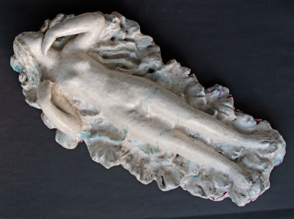 Max Laeuger - Stehender Frauenakt vor Wellenornament - Um 1930 - Majolika