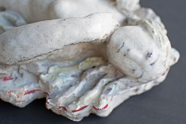 Max Laeuger - Stehender Frauenakt vor Wellenornament - Um 1930 - Majolika