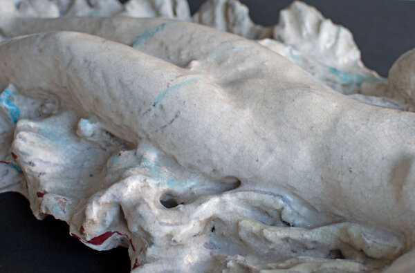 Max Laeuger - Stehender Frauenakt vor Wellenornament - Um 1930 - Majolika