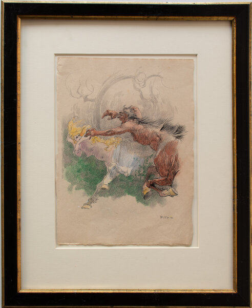 Heinrich Kley - Kentaurenjagd - 1943 - Bleistift, Farbstift, Feder und Deckweiß