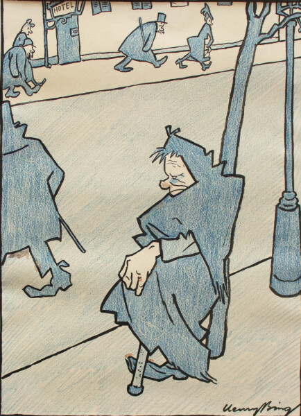 Henry Bing - Straßenszene - 1912 - Tusche, Farbstift und Deckweiß