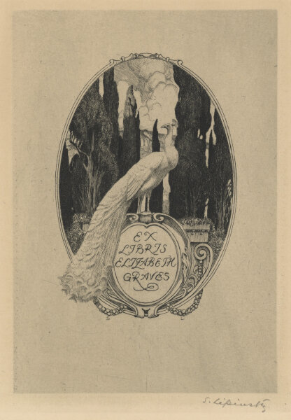 Sigmund Lipinsky - Exlibris Elizabeth Graves - 1925 - Kaltnadelradierung mit leichtem Plattenton