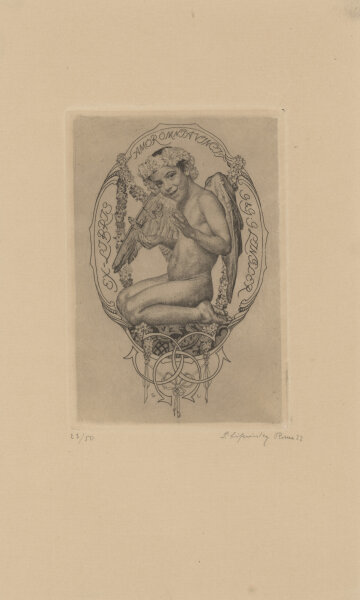 Sigmund Lipinsky - Amor Omnia Vincit - Exlibris G&G G. Lingler - 1922 - Kaltnadelradierung mit leichtem Plattenton