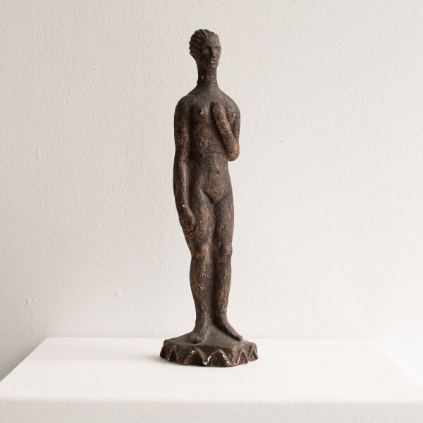 Fritz Zalisz - Stehender Frauenakt - Anfang 20. Jahrhundert - Gips, dunkelbraun über rotbraun gefasst