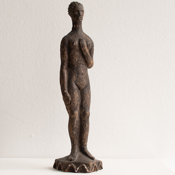 Fritz Zalisz - Stehender Frauenakt - Anfang 20. Jahrhundert - Gips, dunkelbraun über rotbraun gefasst