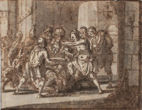 Flämischer Künstler | Enthauptung Johannes des Täufers | Braune Feder und Tusche, laviert | um 1600