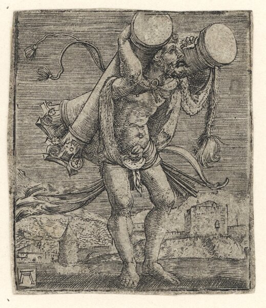 Albrecht Altdorfer | Herkules trägt die Säulen | Kupferstich | 1. Hälfte 16. Jhd.