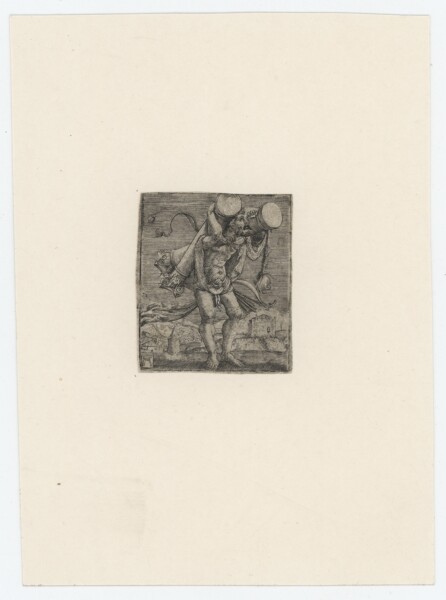 Albrecht Altdorfer | Herkules trägt die Säulen | Kupferstich | 1. Hälfte 16. Jhd.