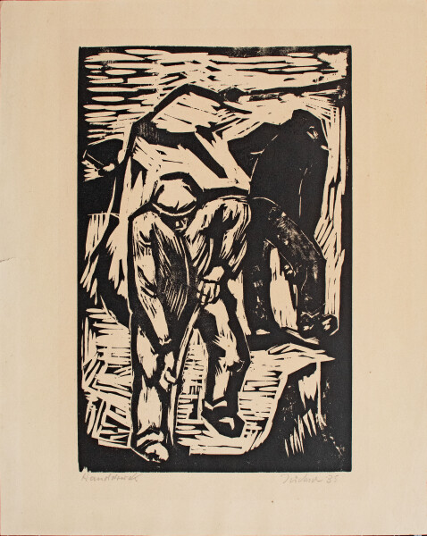 Hans Jüchser | Grabende Männer | Holzschnitt | 1935