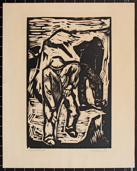 Hans Jüchser | Grabende Männer | Holzschnitt | 1935