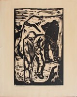 Hans Jüchser | Grabende Männer | Holzschnitt |...