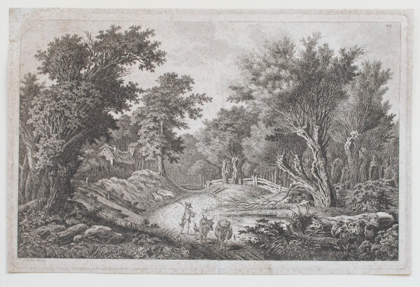 Carl Wilhelm Kolbe I | Landschaft mit Viehhirte und Hütte | Radierung | 2. Hälfte 18. Jhd.