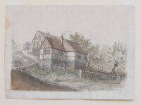 Deutscher Künstler | Dorfansicht | Aquarellierte Bleistiftzeichnung | 1897