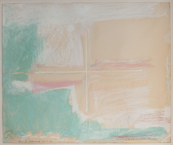Georg Meistermann | Abstrakte Komposition mit Kreuz | Pastellzeichnung | 1974