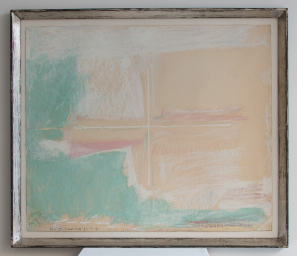 Georg Meistermann | Abstrakte Komposition mit Kreuz | Pastellzeichnung | 1974