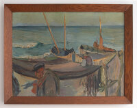 Joachim Rágóczy | Fischer mit Booten | Ölmalerei | 1927