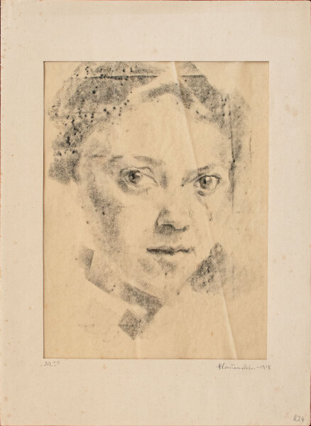 Paula Lauenstein | Ich II | Zeichnung mit schwarzer Fettkreide | 1918