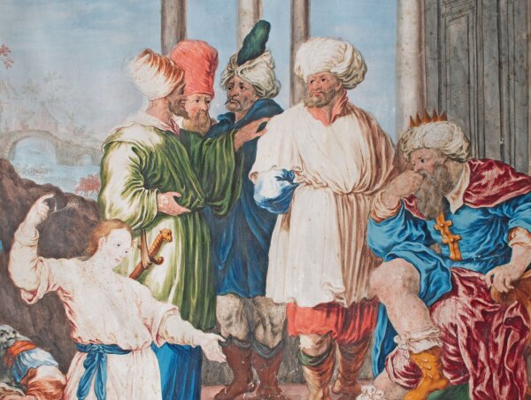 Deutscher Künstler des 18. Jhd. | Jesus unter den Schriftgelehrten | Feder, Tusche und Gouache | 18. Jhd.