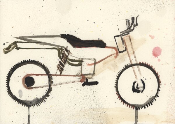 Julius Hofmann | Skizze "Sperbermotorrad" | Mischtechnik | 2011