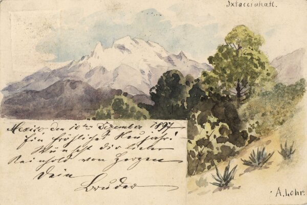 August Lohr | Blick auf den Iztaccíhuatl, Mexiko | Aquarell | um 1897