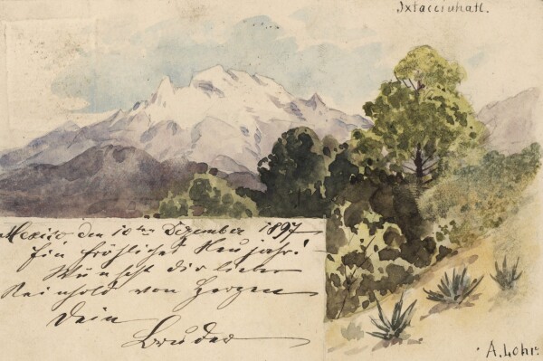 August Lohr | Blick auf den Iztaccíhuatl, Mexiko | Aquarell | um 1897