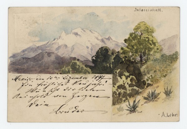 August Lohr | Blick auf den Iztaccíhuatl, Mexiko | Aquarell | um 1897