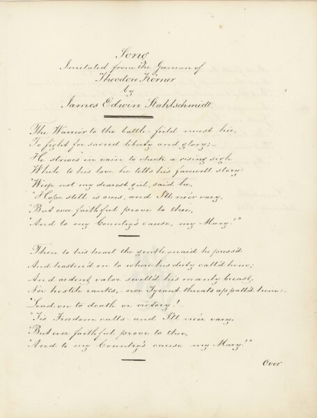 Theodor Körner | Illustriertes Gedicht nach | Aquarell | 1834