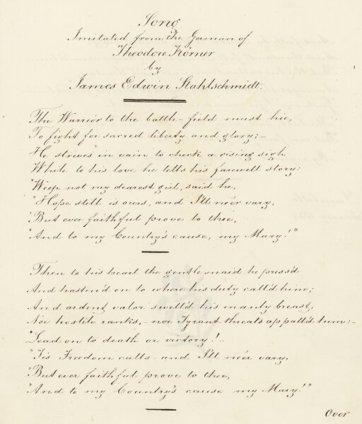 Theodor Körner | Illustriertes Gedicht nach | Aquarell | 1834